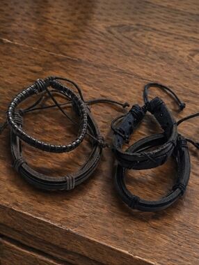 Set of 4 Leather Cord Bracelets